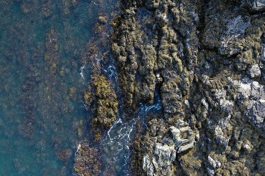 waves crashing on rocks