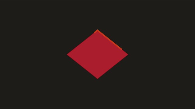 Minimalist red diamond shape rotating animation on dark 4k background, rotation geometric