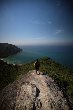 hiker on the top of the mountain