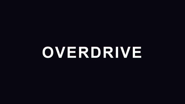 Overdrive glitch text effect animation with chromatic aberration and digital distortion for modern motion 4k