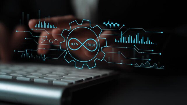 Hands Typing on Keyboard with Digital Interface Representing Data Analysis, Programming, and Automation in Modern Technology Environment. Entropy.