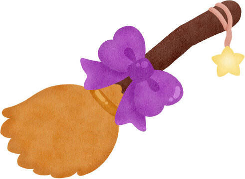 Magic broom illustration