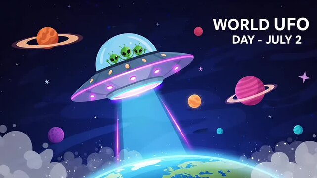 Friendly aliens travel in a flying saucer.
