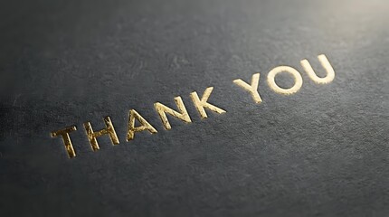 Fototapeta premium Embossed gold lettering spelling thank you on textured dark gray