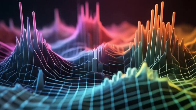 Abstract Digital Sound Waveform Data Visualization, Futuristic Audio Spectrum