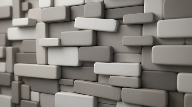 Abstract 3D Render Of Randomly Positioned Rounded Rectangular Blocks Creating Modern Wall Texture Background 3d rendering abstract background rounded rectangular blocks wall texture pattern modern