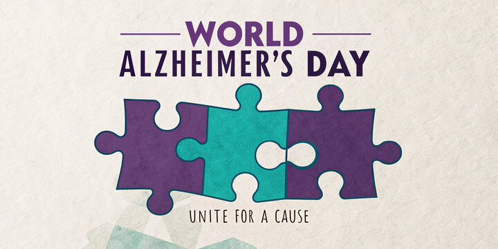 World Alzheimers Day Poster with Puzzle Heart for Awareness and Support