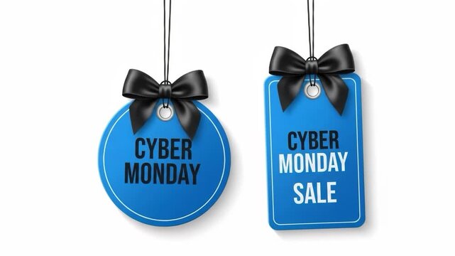 Cyber monday sale tags with black bows