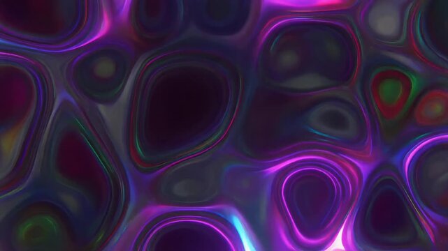 Abstract Neon Liquid Pattern With Iridescent Purple Glowing Organic Shapes And Futuristic Texture