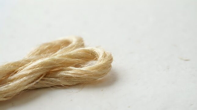 Twisted natural fiber rope or twine on white background, packaging