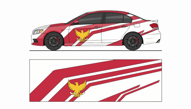 Custom Car Decal Sticker Design with Garuda Indonesia Emblem Vector.