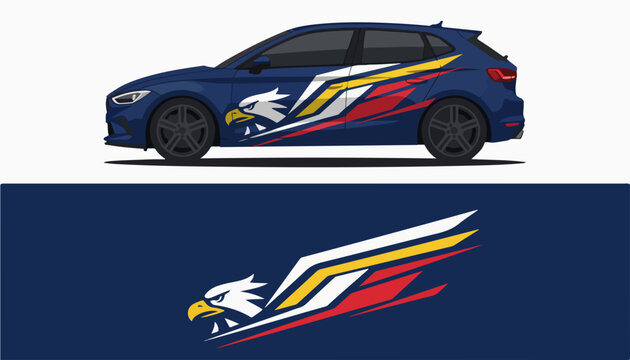 Eagle head car wrap decal design graphic.
