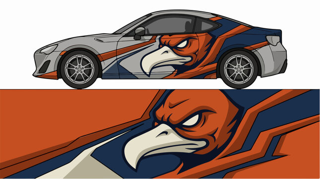 Eagle head car vinyl wrap graphic design template.