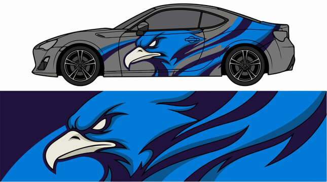 Eagle head car decal design for racing livery.