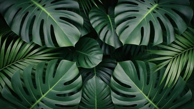 Lush Green Tropical Leaves - Monstera and Ferns, Jungle Foliage Pattern