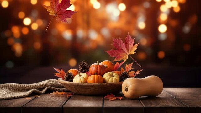 Autumn harvest display with pumpkins and butternut squash
