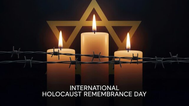 International holocaust remembrance day with candles and star of david