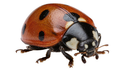 Detailed ladybug with black spots, isolated on transparent background © Lilia