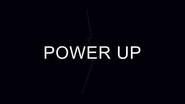 Power up motion title sequence with electric lightning bolt animation for gaming and tech branding 4k