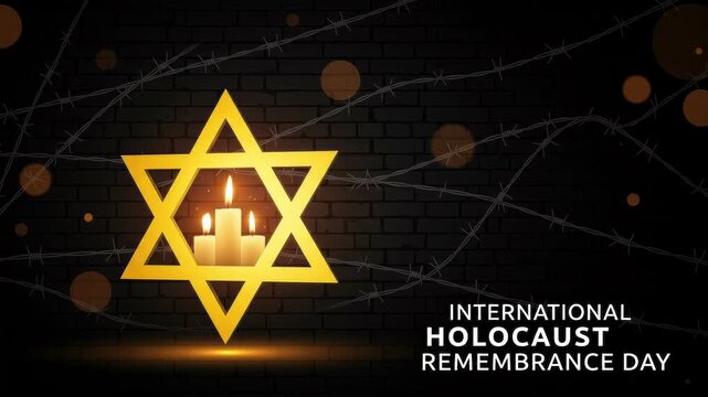 International holocaust remembrance day with star of david and barbed wire