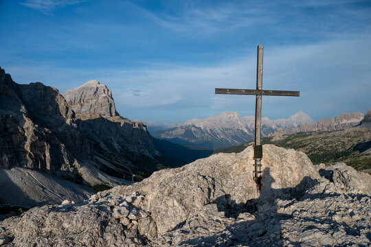 Sass de Stria, Veneto, Italy. It stands 2,477 meters high. During World War I, the area was the scene of fighting between Italy and Austria-Hungary.
