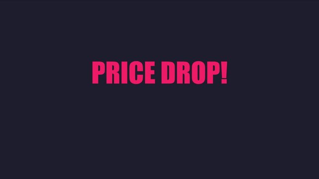 Price drop animated text for sales and marketing promotions animation 4k discount