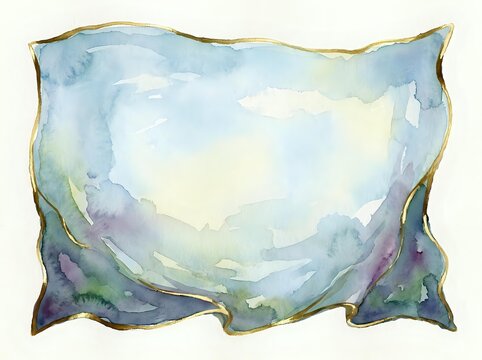 Soft watercolor landscape with rolling hills in muted purple, green
