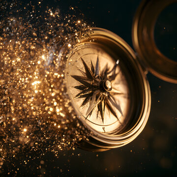 Compass Rose Dissolving Into Golden Light