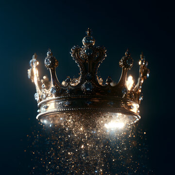 Silver Crown Dissolving Into Bright Light Particles
