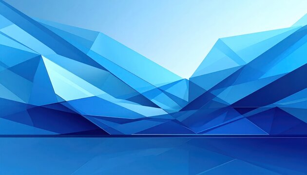 Blue abstract geometric mountain landscape in low poly style