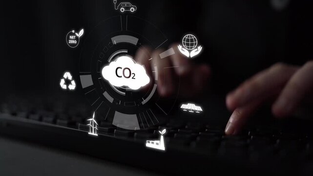 Net zero goals and CO2 reduction strategy driving sustainability, green energy integration, net zero emissions policies, and climate-friendly sustainability solutions for business and society. Muxer