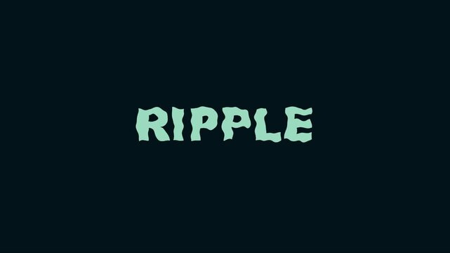 Ripple text animation with wavy liquid distortion effect on dark 4k background