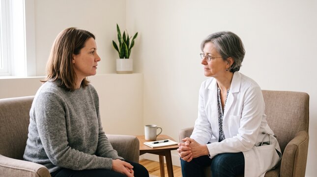 Doctor and patient in consultation room discussing health concerns and treatment options