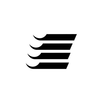 Minimalist black abstract speed lines icon representing motion and fast delivery service.