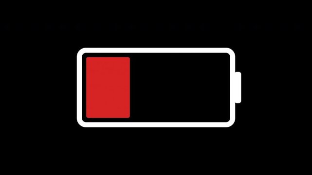 赤いセグメントが減っていき最後の一本が点滅する電池残量の警告