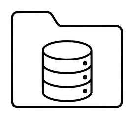 Minimalist database folder vector icon featuring a server storage symbol inside a file directory outline, perfect for data management, information organization, and digital archive illustration. © Faheem