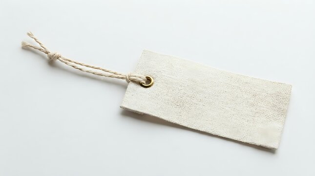 Blank natural linen gift tag with twine string attached, ready