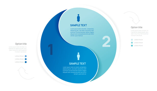 Venn diagram business infographic interlocking circle diagram template 2 options, presentation with Circular diagram elements.