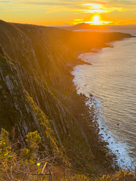 Beautiful Australian sunrise light over the ocean and horizon on the Fleurieu Peninsula in South Australia