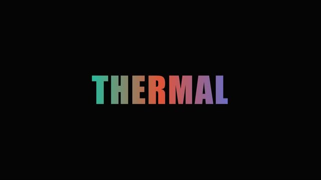 Thermal typography animation with dynamic color gradient shifts on 4k black background