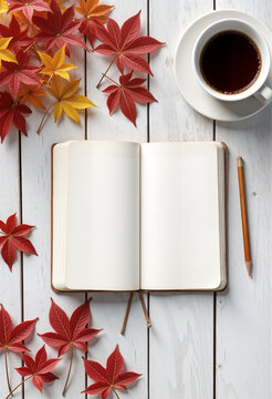 Autumn journal with maple leaves for fall planner covers