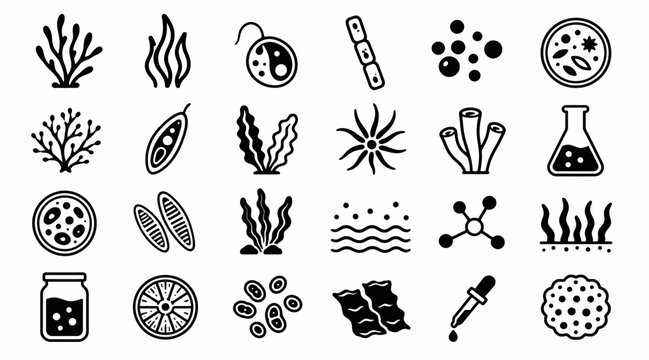 Collection of Scientific and Biological Icons and Symbols.