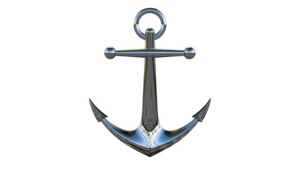 Shiny metallic anchor with ring and flukes, isolated on transparent background © Maria