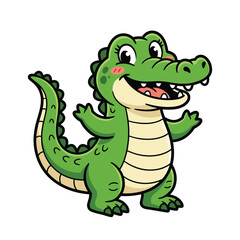 Naklejka premium cute cartoon crocodile vector illustration 