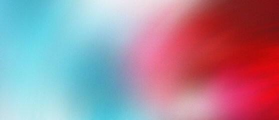 Bright cyan and coral red grainy gradient background offers energetic high contrast visual effect perfect for youthful brand marketing campaigns. © MDISMAIL