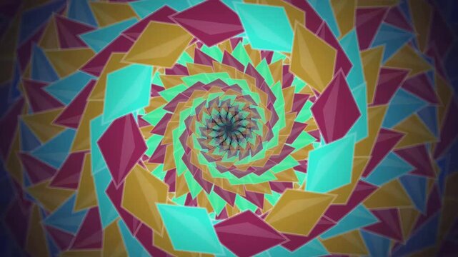 Vibrant colorful geometric spiral pattern designs.