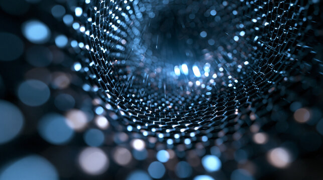 Futuristic Carbon Nanotube Structure with Glowing Lights