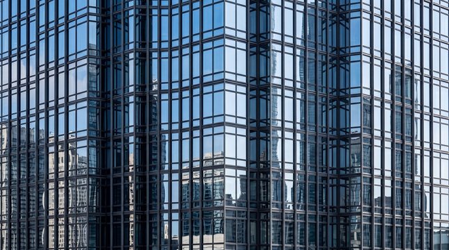 Modern Glass Skyscraper Facade Reflecting Urban Cityscape