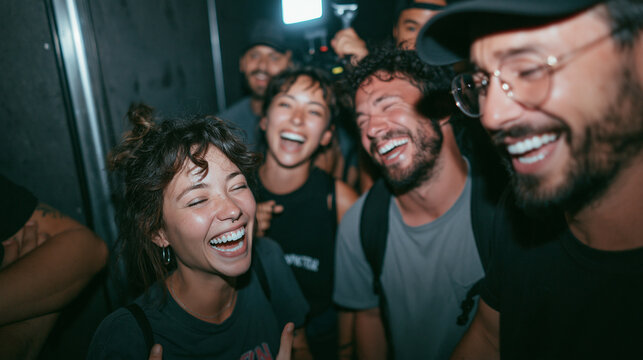 Group of Young Friends Laughing and Having Fun Together