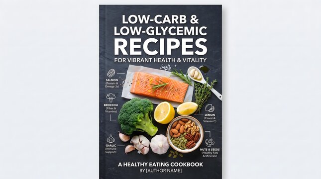 Low-Carb and Low-Glycemic Healthy Recipe Cookbook with Salmon, Vegetables and Nuts